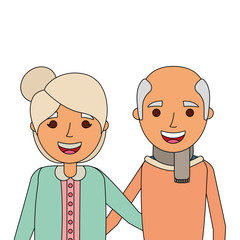 portrait of elderly couple embracing happy adorable vector illustration