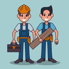 Workers and jobs cartoon icon vector illustration graphic design