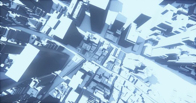 4k abstract urban business construction,flying over 3D Virtual Geometric City Office Buildings,aerial view of NewYork,web tech.