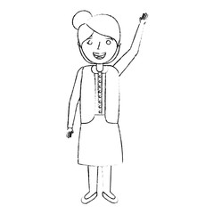 elderly woman grandmother character happy expression sketch vector illustration