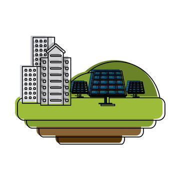Buildings with solar panels icon vector illustration graphic design