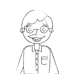 old man portrait of a pensioner grandfather character sketch vector illustration