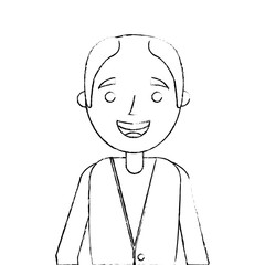 old man portrait of a pensioner grandfather character sketch vector illustration