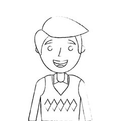 old man portrait of a pensioner grandfather character sketch vector illustration