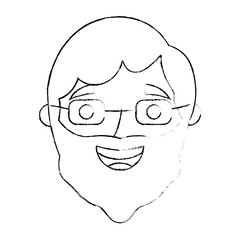 the face old man profile avatar of the grandfather sketch vector illustration