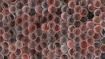 Abstract background from white, black and red spiraled coils