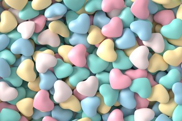 Abstract background of hearts. 3d rendering.