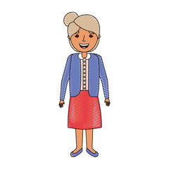 elderly woman grandmother character happy expression vector illustration