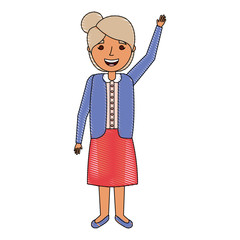 elderly woman grandmother character happy expression vector illustration