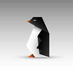 pingwin origami wektor - obrazy, fototapety, plakaty