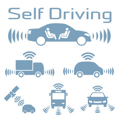 Obraz premium Autonomous car icon set.