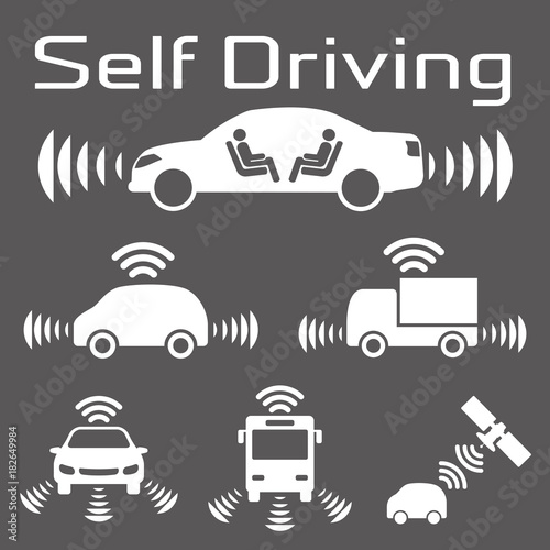 "Autonomous car icon set." Stock image and royalty-free vector files on