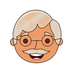 the face old man profile avatar of the grandfather vector illustration
