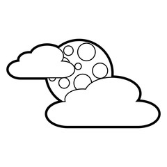 cloud moon night sky nature scene vector illustration outline