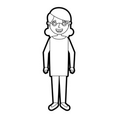 elderly woman grandmother character happy expression vector illustration outline