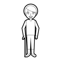 elderly woman grandmother character happy expression vector illustration outline