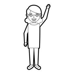 elderly woman grandmother character happy expression vector illustration outline