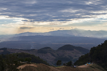 Fototapeta premium The Layers of mountain At at Samer dao mountain at Nan, Thailand