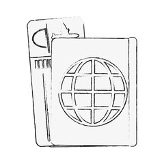 Passport with ticket icon vector illustration graphic design