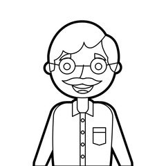 old man portrait of a pensioner grandfather character vector illustration outline