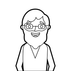 old man portrait of a pensioner grandfather character vector illustration outline