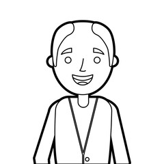 old man portrait of a pensioner grandfather character vector illustration outline