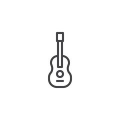 Naklejka premium Acoustic guitar line icon, outline vector sign, linear style pictogram isolated on white. Stringed musical instrument symbol, logo illustration. Editable stroke