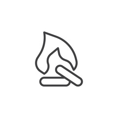 Campfire line icon, outline vector sign, linear style pictogram isolated on white. Bonfire symbol, logo illustration. Editable stroke