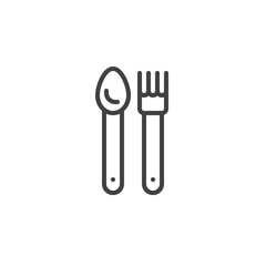 Fork spoon line icon, outline vector sign, linear style pictogram isolated on white. Cutlery symbol, logo illustration. Editable stroke