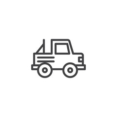 Jeep car line icon, outline vector sign, linear style pictogram isolated on white. Pickup automobile symbol, logo illustration. Editable stroke