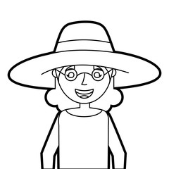 old woman portrait lady grandma cartoon vector illustration