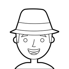 the face old man profile avatar of the grandfather vector illustration outline