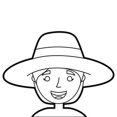 old woman face lady grandma cartoon character vector illustration outline