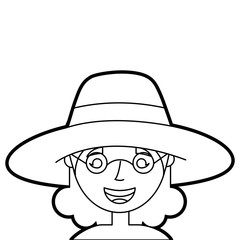 old woman face lady grandma cartoon character vector illustration outline