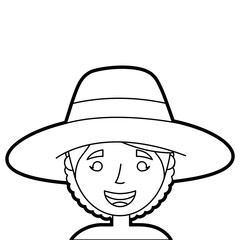 old woman face lady grandma cartoon character vector illustration outline