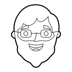 the face old man profile avatar of the grandfather vector illustration outline