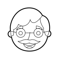 the face old man profile avatar of the grandfather vector illustration outline