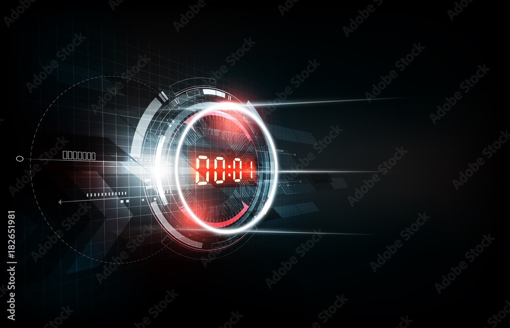 Wall mural abstract futuristic technology background with digital number timer concept and countdown, vector il
