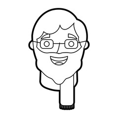 the face old man profile avatar of the grandfather vector illustration outline