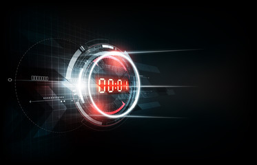 Abstract Futuristic Technology Background with Digital number timer concept and countdown, vector illustration - obrazy, fototapety, plakaty