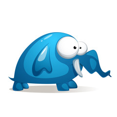 Cartoon funny, cute blue Elephant.