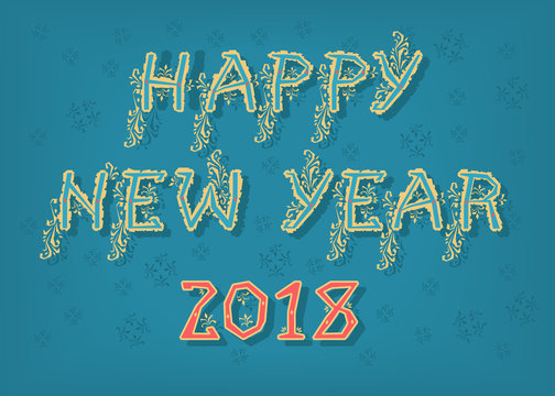 Happy New Year 2018. Folk card