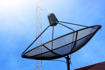 Satellite dish antenna on the roof