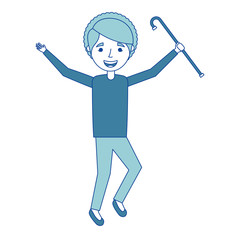 elderly woman grandmother character happy expression blue vector illustration