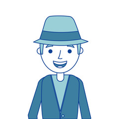 old man portrait of a pensioner grandfather character blue vector illustration