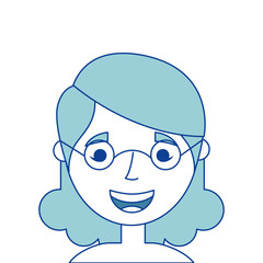 old woman face happy lady grandma cartoon blue vector illustration