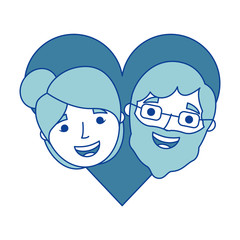 happy grandparents portrait old lovely couple in love characters blue vector illustration