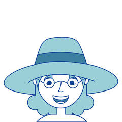 old woman face happy lady grandma cartoon blue vector illustration