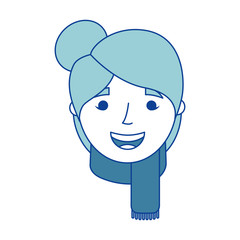 old woman face happy lady grandma cartoon blue vector illustration