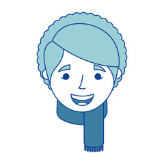 old woman face happy lady grandma cartoon blue vector illustration